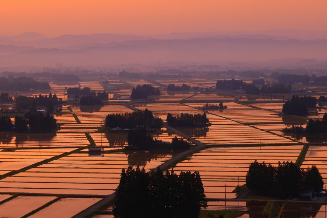 田園の朝焼け