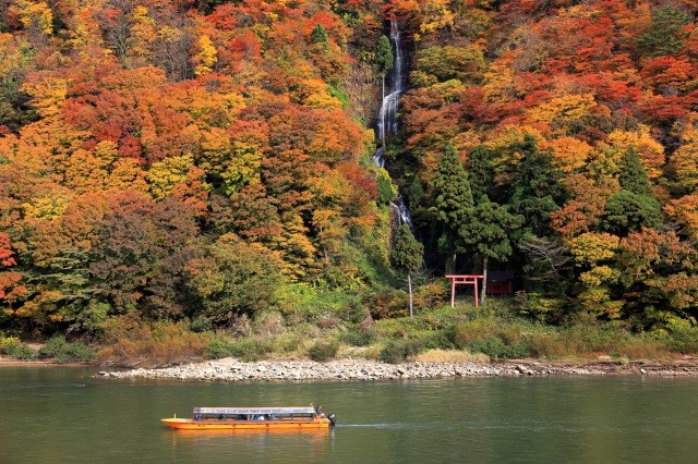 秋の最上川は絵画のような美しさ