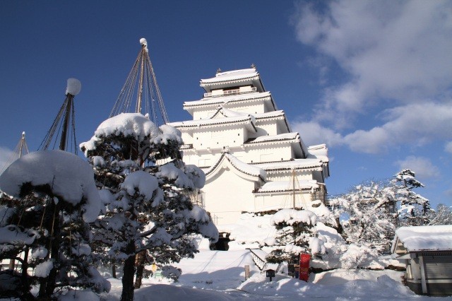 冬、雪に覆われた鶴ヶ城【pixta】