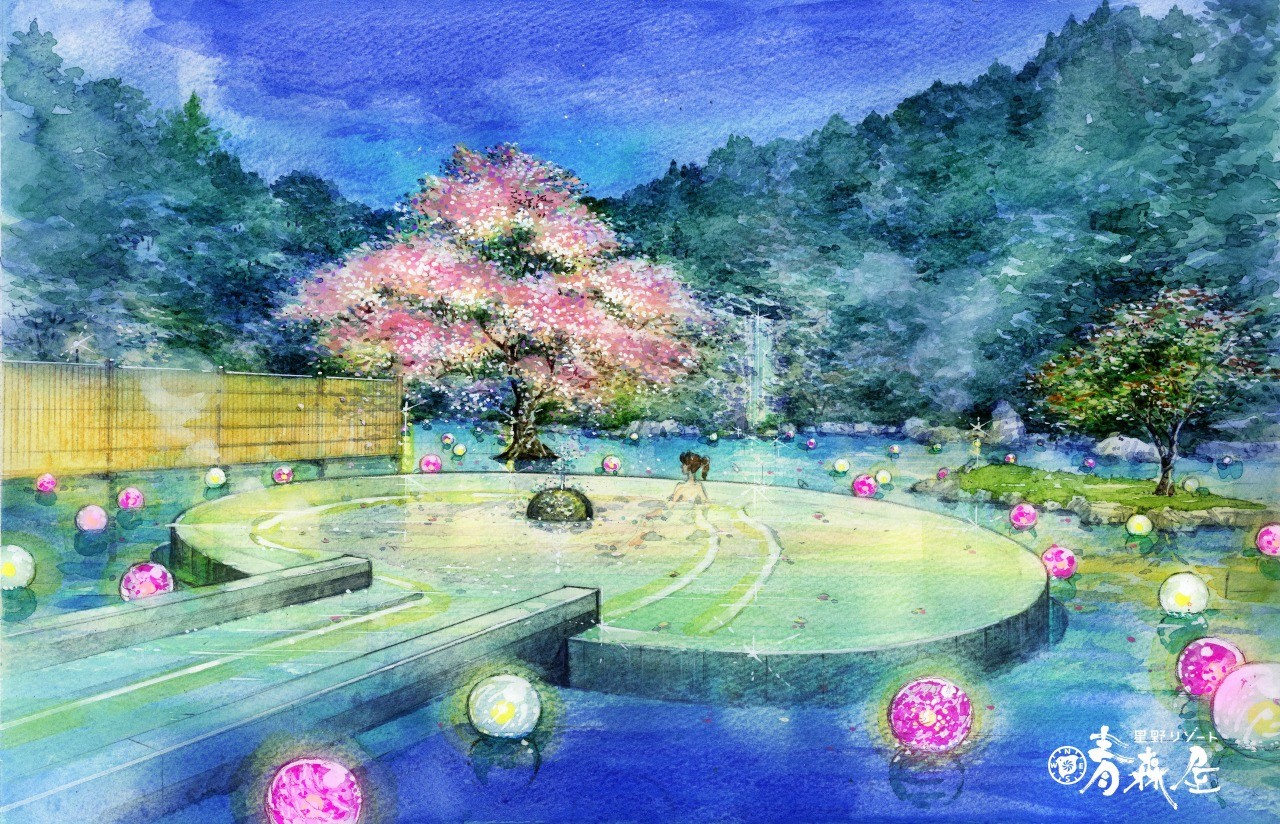 絶景花見露天風呂 ねぶた桜灯りの湯 星野リゾート青森屋 東北dc観光素材集 旅東北 東北の観光 旅行情報サイト