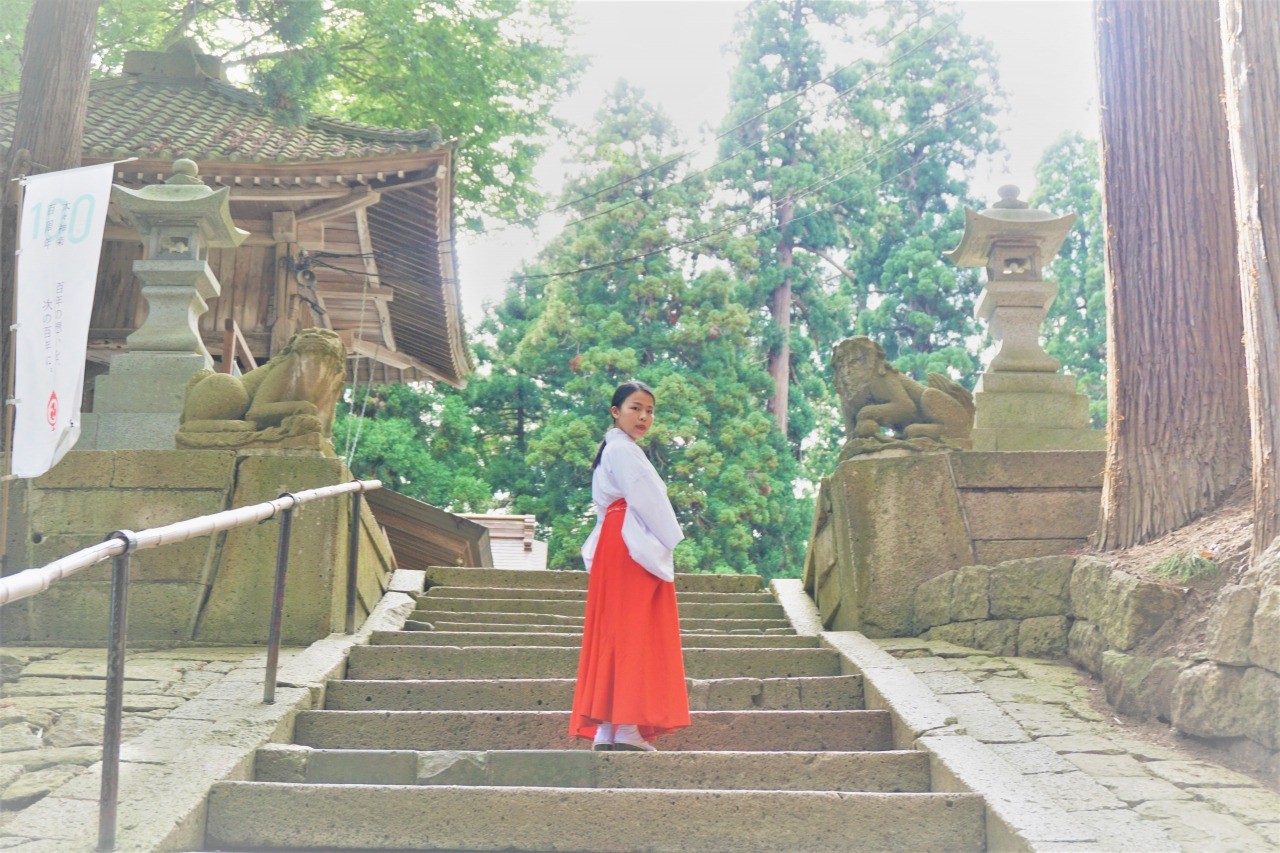 A shrine maiden experience at Kumano Taisha Shrine
